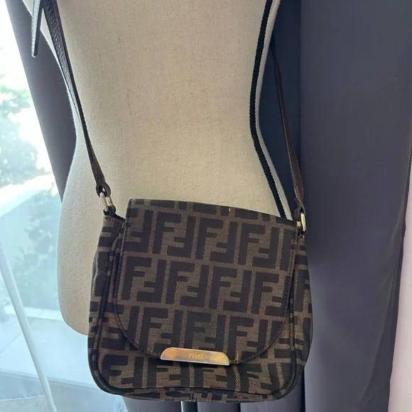 Fendi small zucca canvas artic crossbody brown fabric - Picture 3 of 12